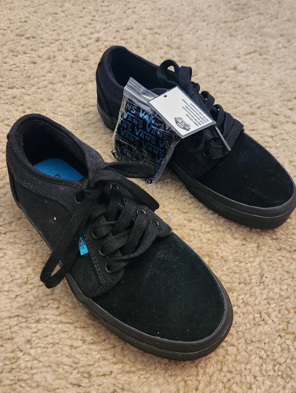 Vans Black‎ Blue NWT Canvas Shoe Sneaker Womens Size 5.5 Youth Size 4